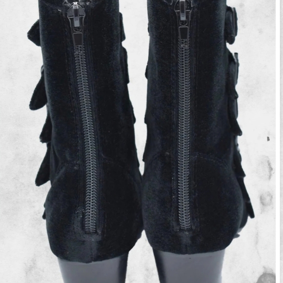Strange Cvlt Black Velvet Coven Boots 10 NWOT - Picture 2 of 2